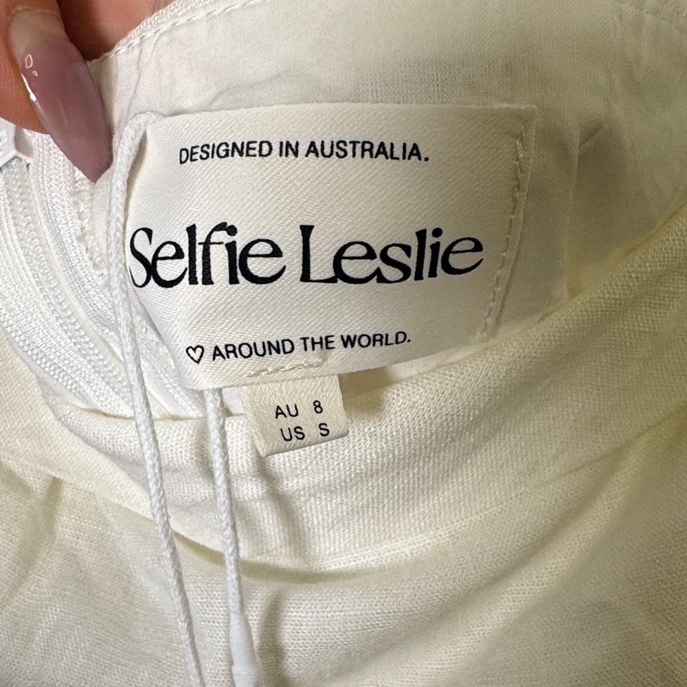 Selfie Leslie White Bow Strap Fit & Flare Dress S NWT - Picture 2 of 12